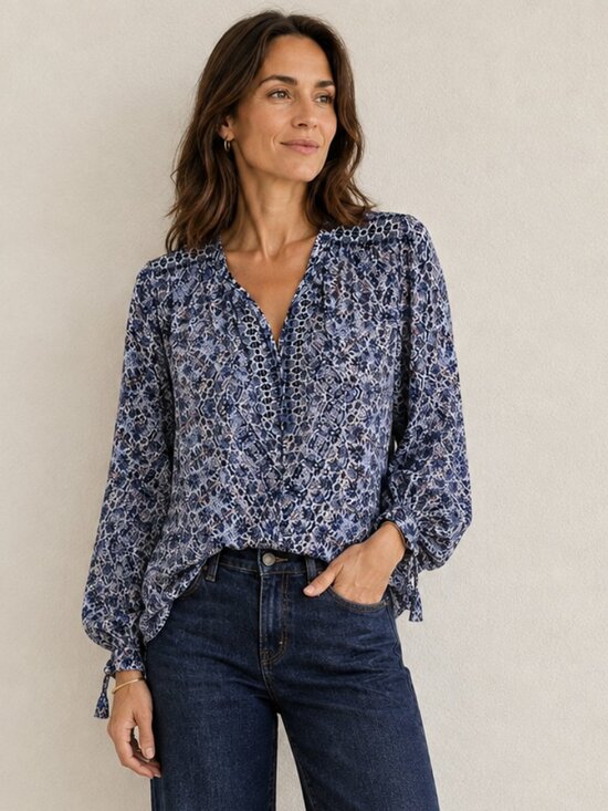Rebecca Taylor Tops - Rebecca Taylor Silk Top in Navy Boho, Size 8
